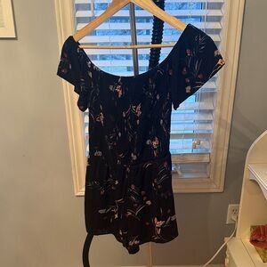 La Hearts Black Floral Off-Shoulder Romper